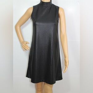 BAR III WOMEN’S SLEEVELESS SHIFT DRESS BLACK GRAY METALLIC HOUNDSTOOD SIZE: S